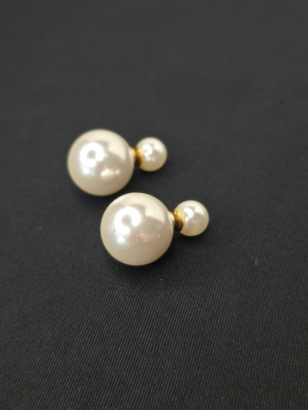 💫3x25$ Pearl Double-Sided Stud Earrings - Cream Pearl with Gold Accent